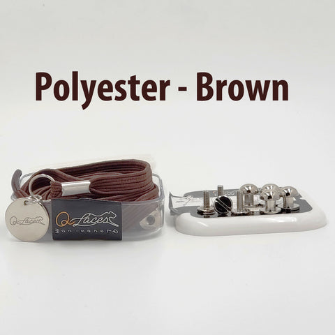 Image of Polyester Flat Brown Elastic No Tie Shoe Laces by Qlaces
