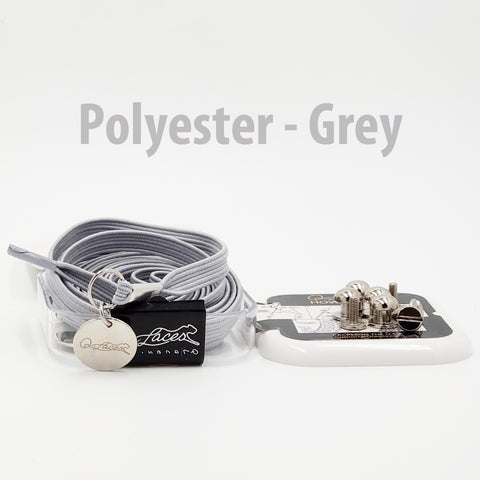 Image of Polyester Flat Grey Elastic No Tie Shoe Laces by Qlaces