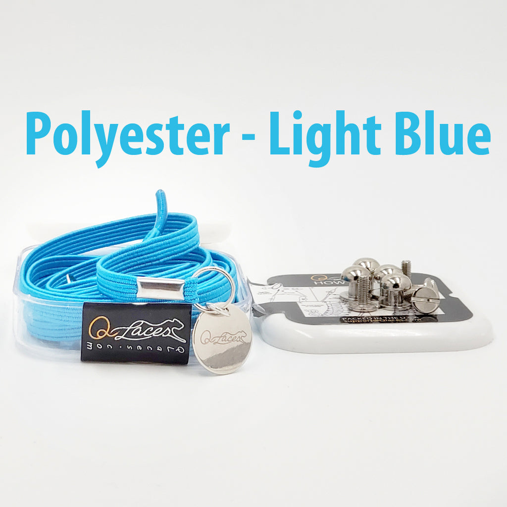 Polyester Flat Light Blue Elastic No Tie Shoe Laces by Qlaces