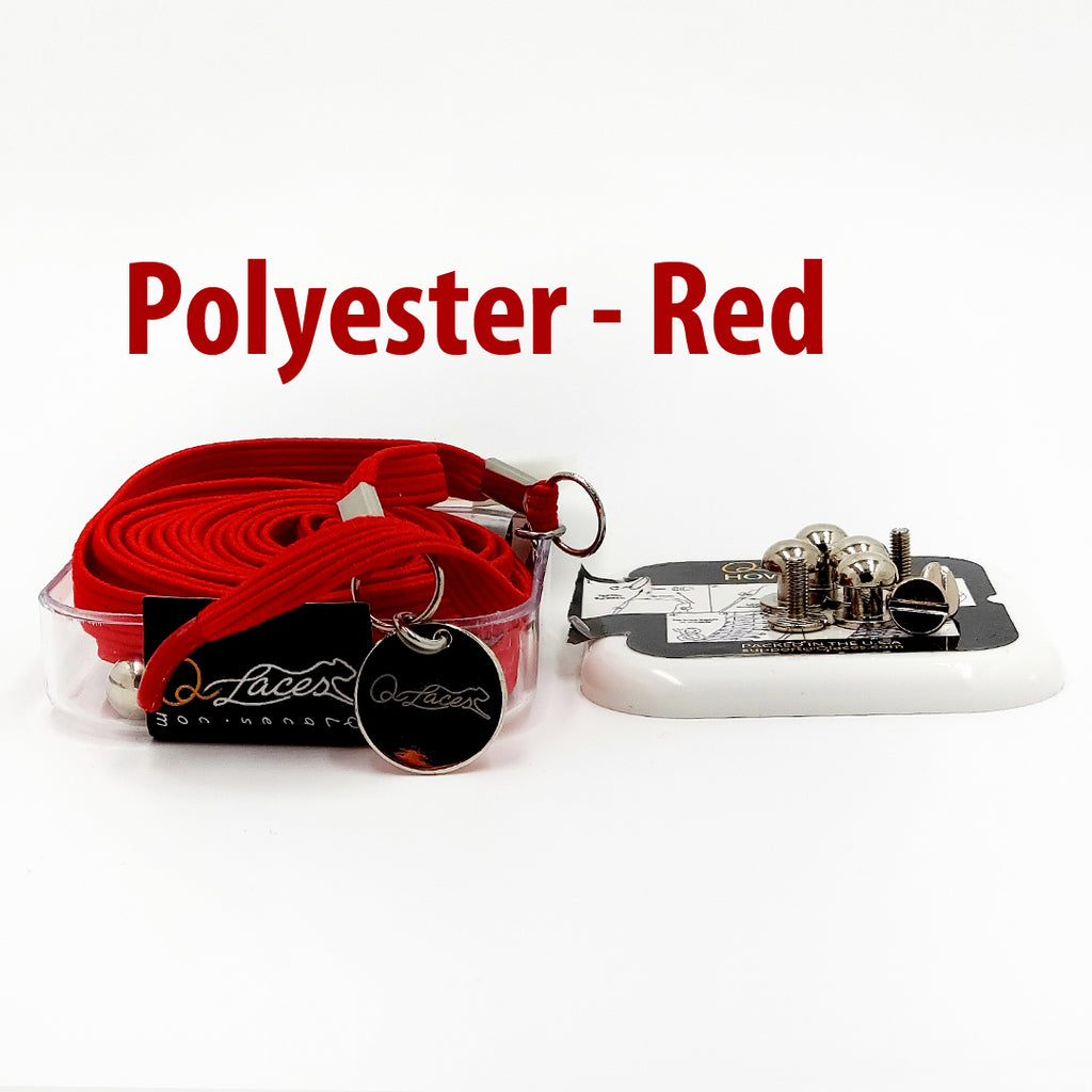 Polyester Flat Red Elastic No Tie Shoe Laces by Qlaces