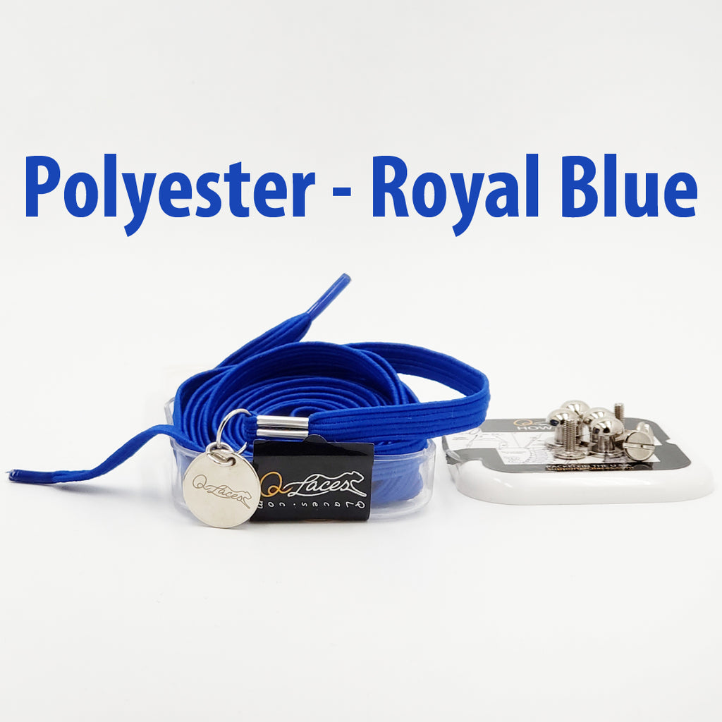 Polyester Flat Royal Blue Elastic No Tie Shoe Laces by Qlaces