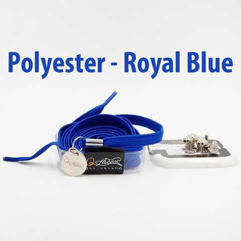 Image of Polyester Flat Royal Blue Elastic No Tie Shoe Laces by Qlaces