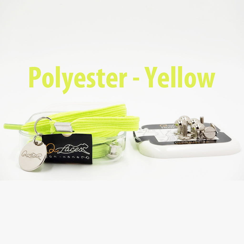 Polyester Flat Green Yellow Elastic No Tie Shoe Laces by Qlaces