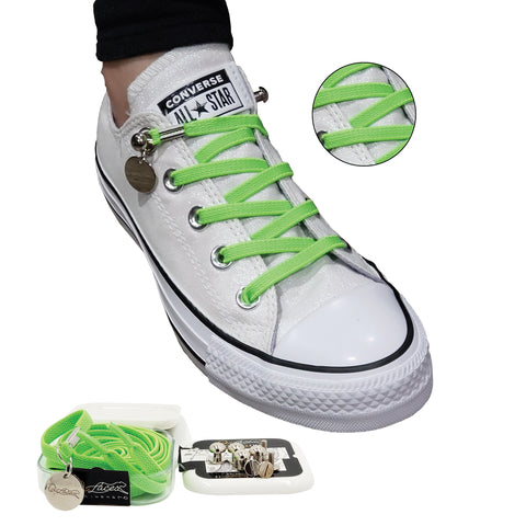 Image of Neon Green No Tie Shoelaces for Adults & Kids