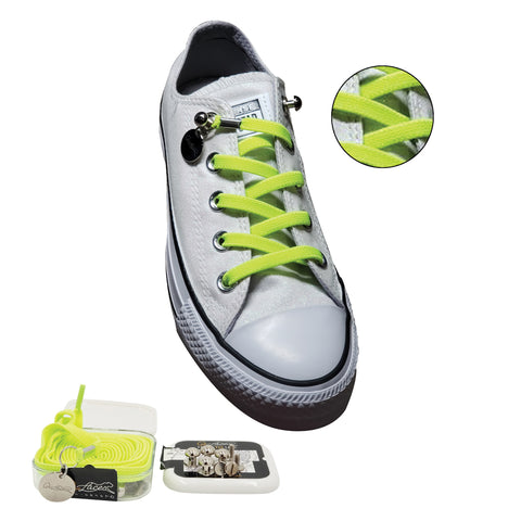 Image of Green Yellow No Tie Shoelaces for Kids and Adults