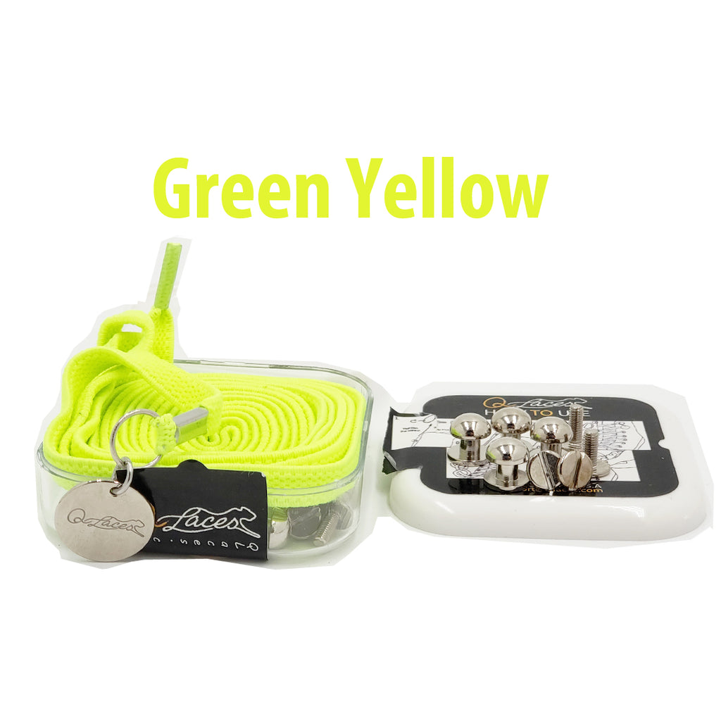 Green Yellow No Tie Shoelaces for Adults & Kids
