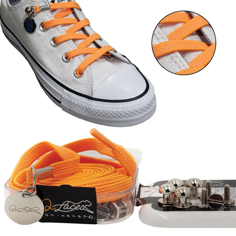Image of orange no tie shoelaces for kids