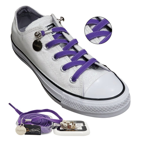 Image of Purple No Tie Shoelaces for Girls and Female Sneakers