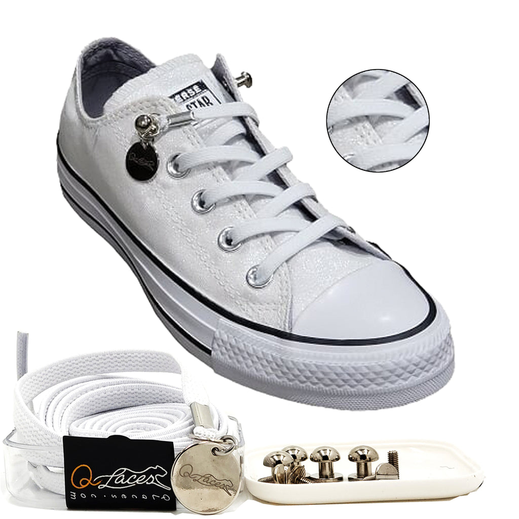 White Elastic Shoelaces for Kids and Adults
