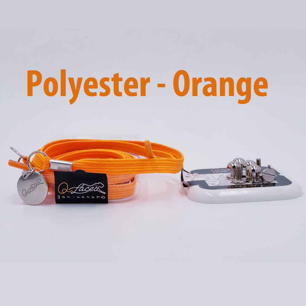 Polyester Flat Orange Elastic No Tie Shoe Laces by Qlaces