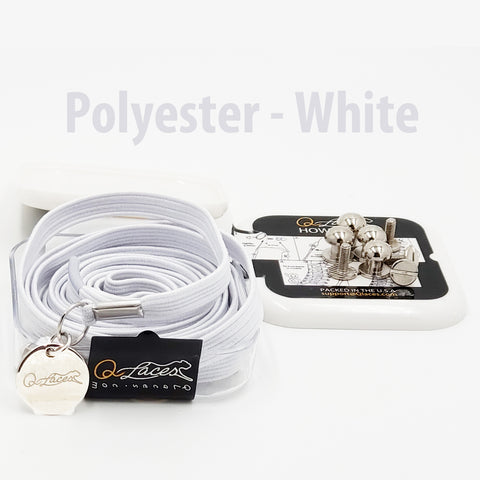 Image of Polyester Flat White Elastic No Tie Shoe Laces by Qlaces