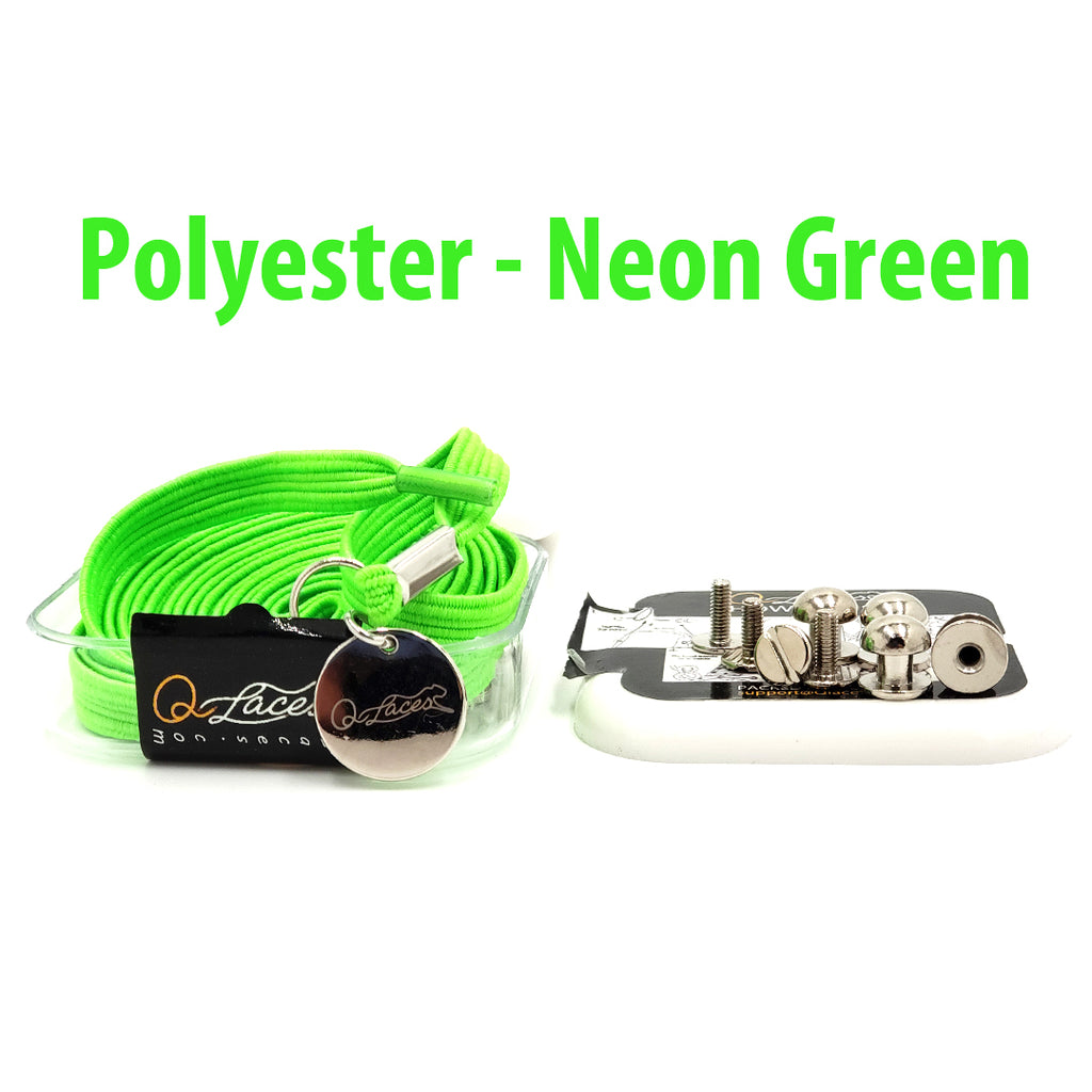 Polyester Flat Neon Green Elastic No Tie Shoe Laces by Qlaces
