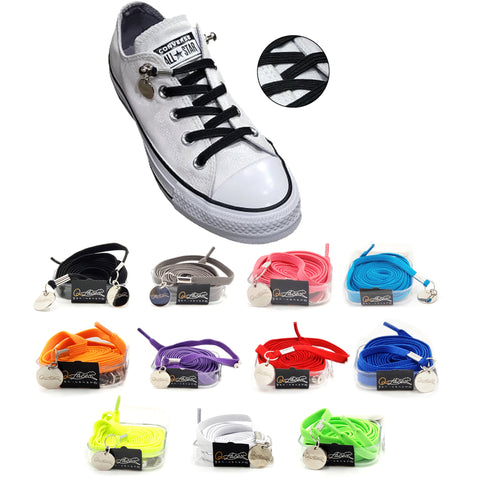 Image of Black No Tie Shoelaces for Kids and Adults