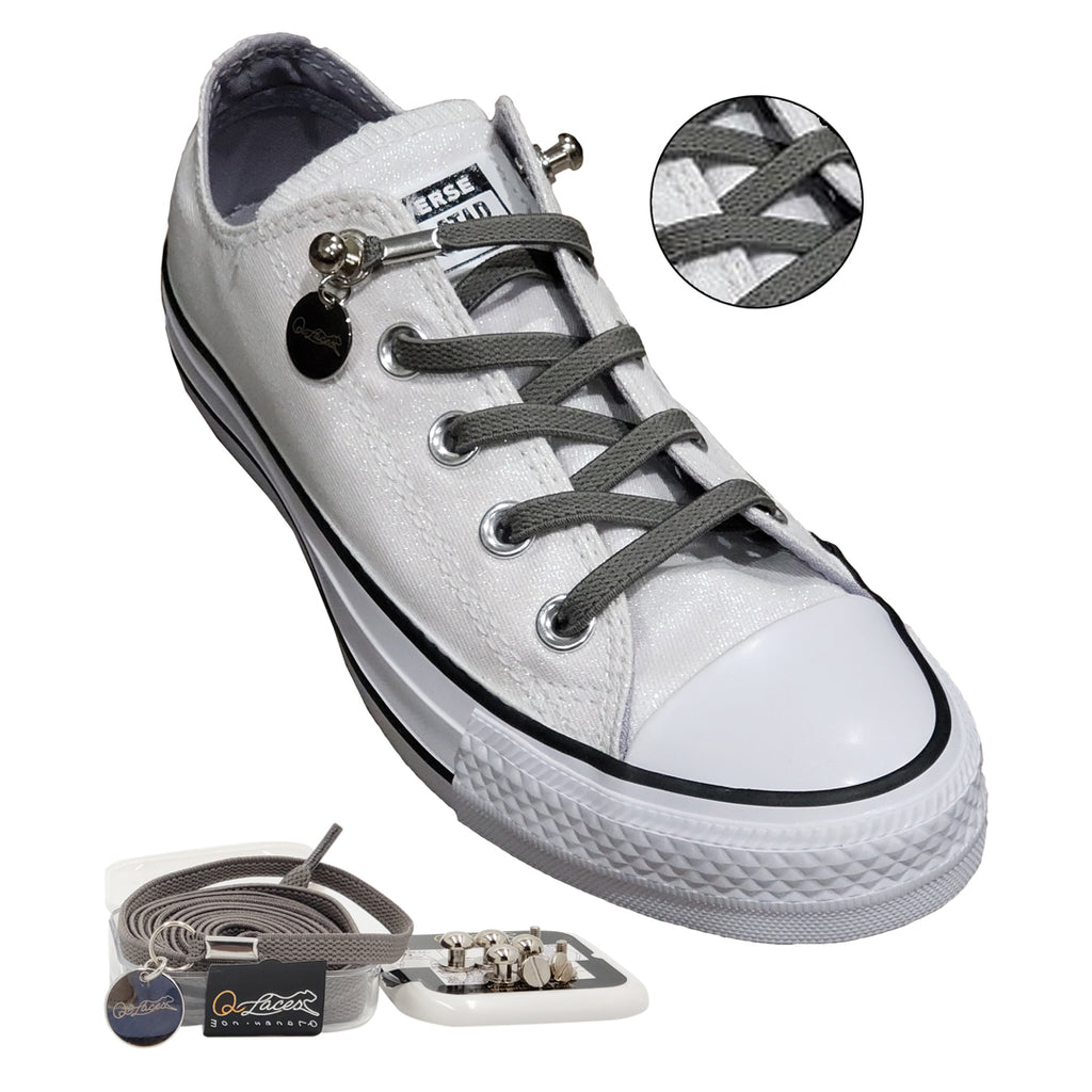 Grey No Tie Shoelaces for Adults & Kids Sneakers – QLaces
