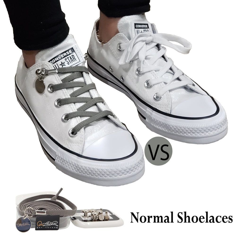 Grey No Tie Shoelaces for Adults & Kids Sneakers
