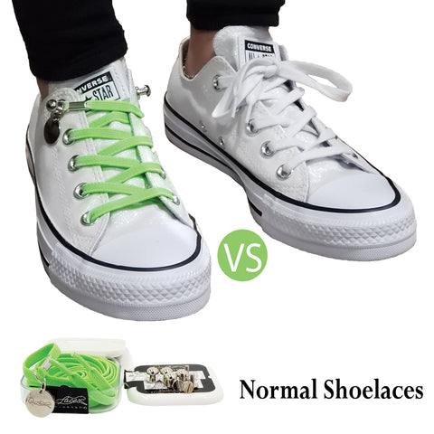 Image of Neon Green No Tie Shoelaces for Adults & Kids