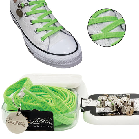 Image of green no tie shoelaces for kids