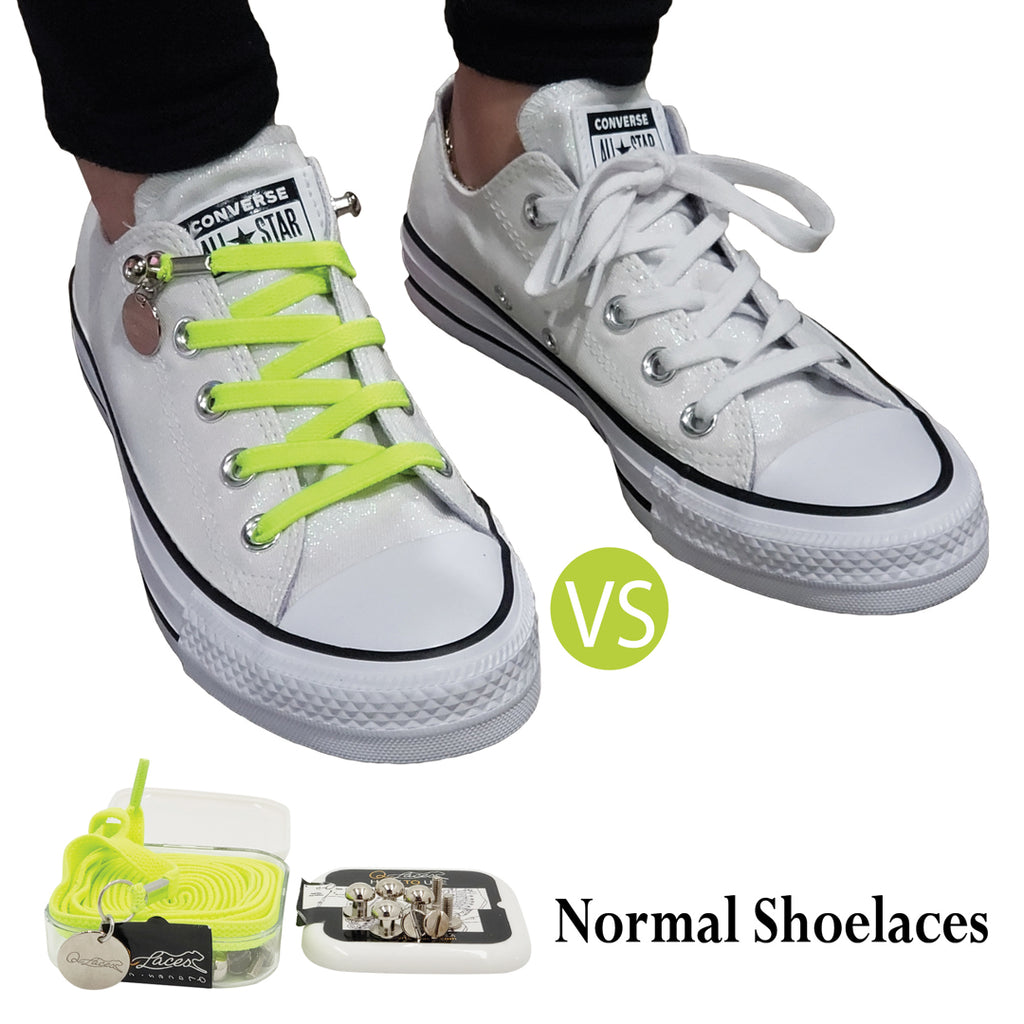 Green Yellow No Tie Shoelaces for Adults & Kids