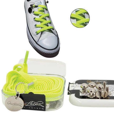Image of neon green no tie shoelaces for kids