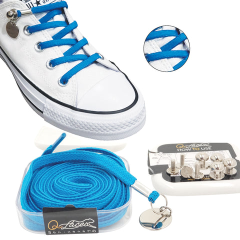 Image of doger blue no tie shoelaces for kids