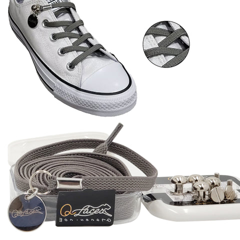 Image of gray no tie shoelaces for kids