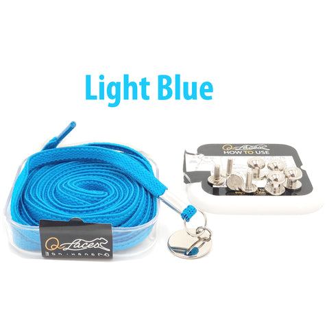Image of Light Blue No Tie Shoelaces for Adults & Kids Sneakers