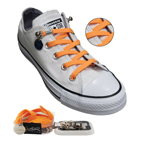 Image of Orange No Tie Shoelaces for Kids and Adults Sneakers!