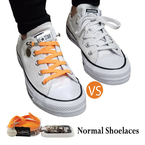 Image of Orange No Tie Shoelaces for Adults & Kids