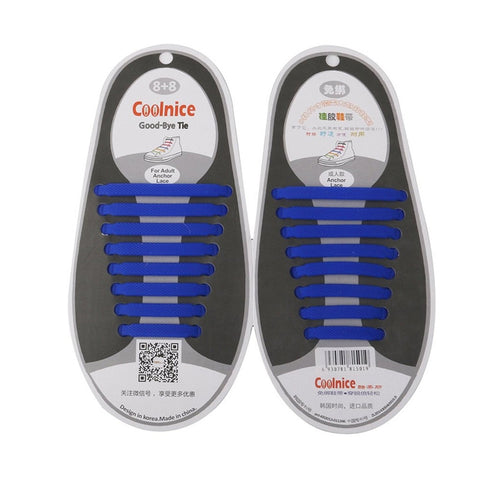 Image of Qlaces Silicone No Tie Shoelaces for Adult Sneakers and Shoes - Set of 8 Pairs (16 pieces)