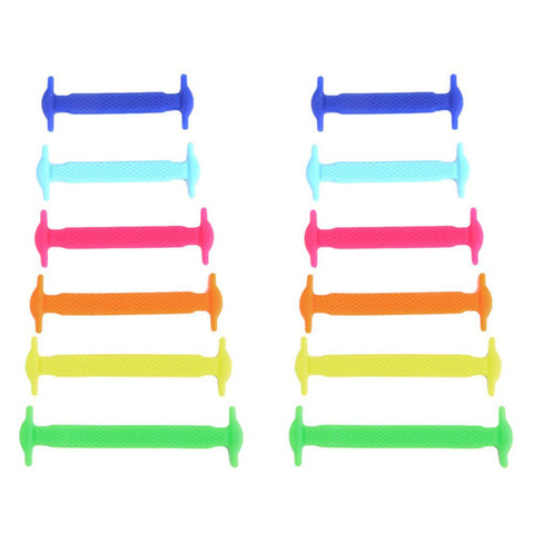 Image of Qlaces Silicone No Tie Shoelaces for Kid Sneakers or Shoes, Come in 6 pairs (12 pieces)