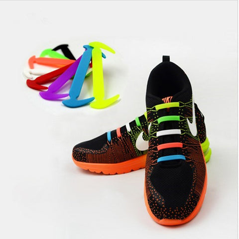 Image of Qlaces Silicone No Tie Shoelaces for Kid Sneakers or Shoes, Come in 6 pairs (12 pieces)