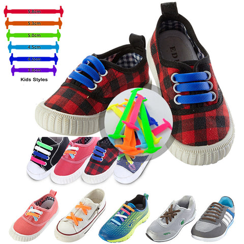 Image of Qlaces Silicone No Tie Shoelaces for Kid Sneakers or Shoes, Come in 6 pairs (12 pieces)