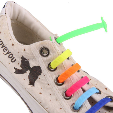 Image of Qlaces Silicone No Tie Shoelaces for Kid Sneakers or Shoes, Come in 6 pairs (12 pieces)