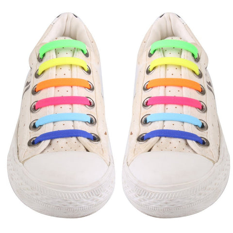Image of Qlaces Silicone No Tie Shoelaces for Kid Sneakers or Shoes, Come in 6 pairs (12 pieces)