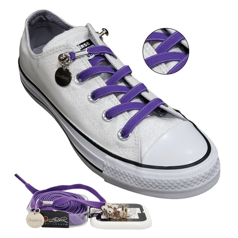 Purple No Tie Shoelaces for Girls and Female Sneakers