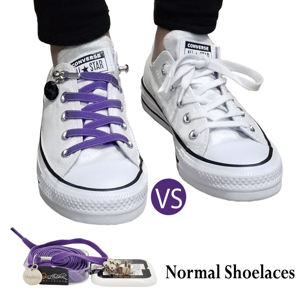 Purple No Tie Shoelaces for Girls and Female Sneakers
