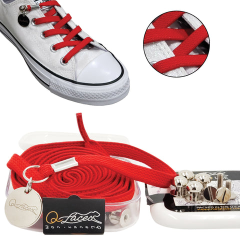 Image of red no tie shoelaces for kids